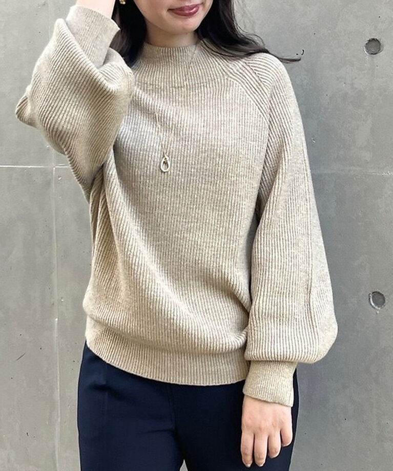 abahouse mavie「モックネックプルオーバー」|ニット・セーター|ベージュ