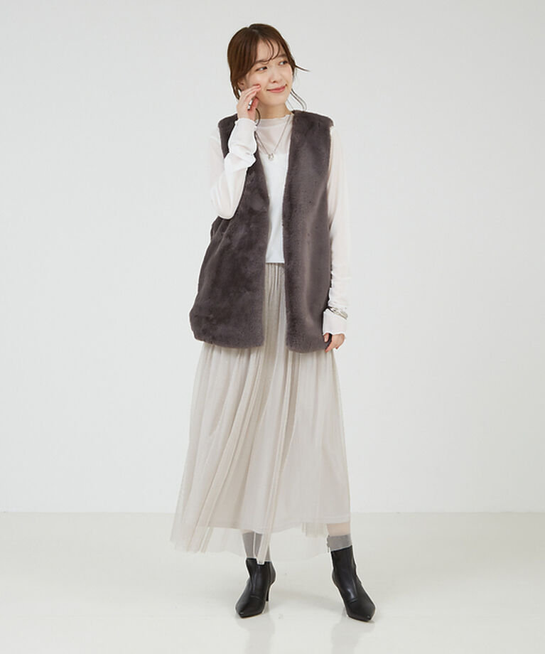 abahouse mavie「フェイクファーベスト」|その他|