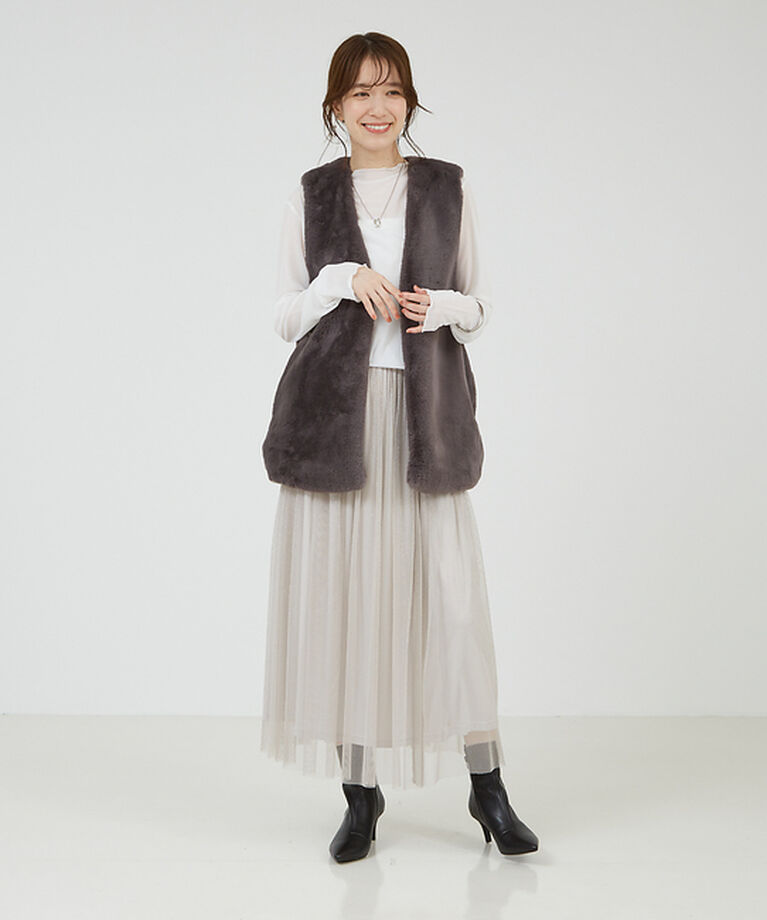 abahouse mavie「フェイクファーベスト」|その他|