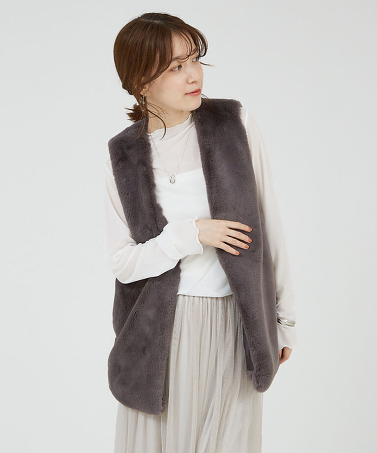 abahouse mavie「フェイクファーベスト」|その他|