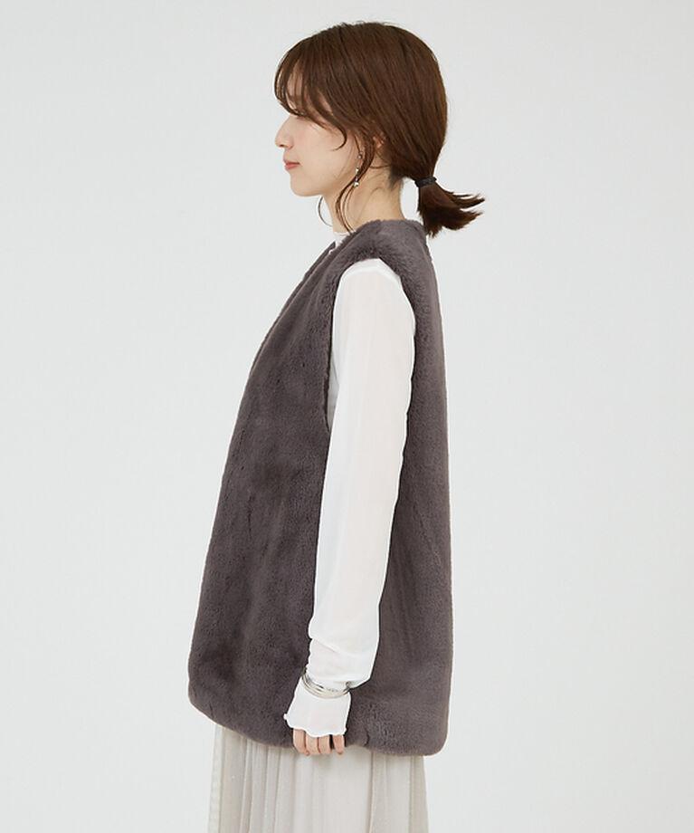 abahouse mavie「フェイクファーベスト」|その他|
