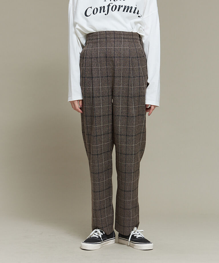 NOMINE「【セットアップ可能】チェックタックパンツ」|スラックス|