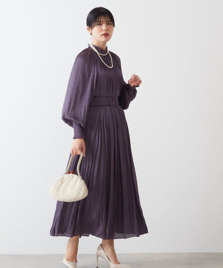 TIARA「《定番》ヴィンテージサテンギャザースカート」|スカート|ネイビー