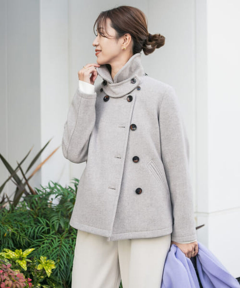 URBAN RESEARCH DOORS「DOORS ショールカラー2WAYショートコート」|ノーカラーコート|GREGE