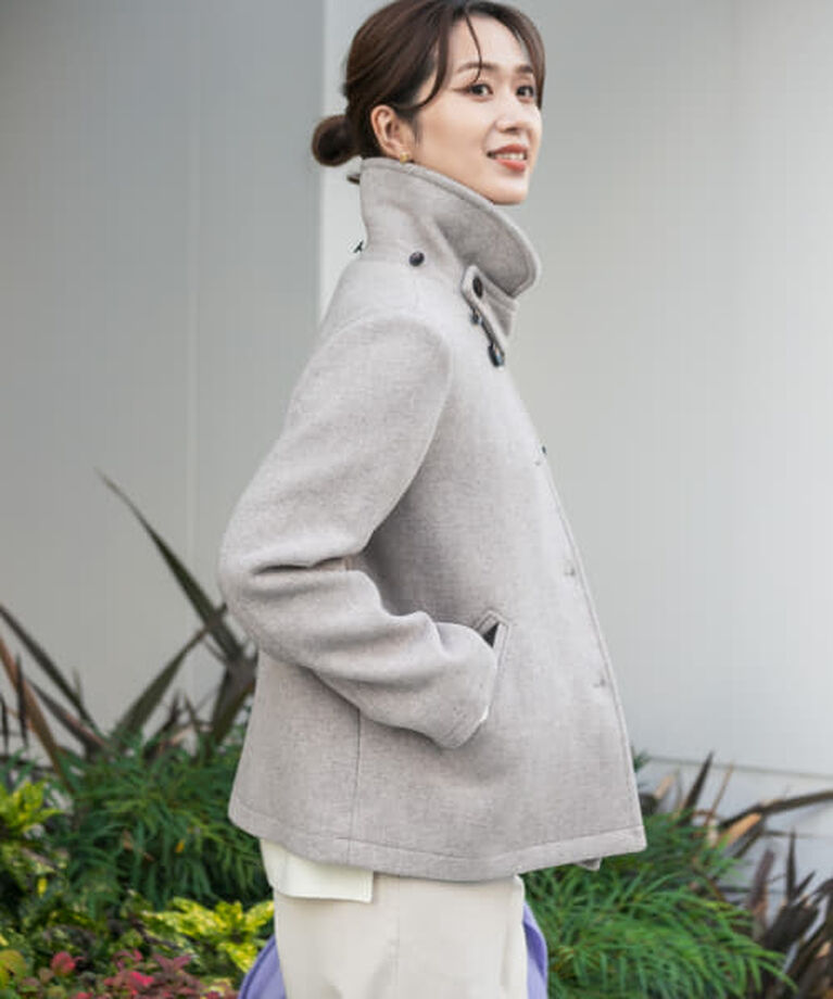 URBAN RESEARCH DOORS「DOORS ショールカラー2WAYショートコート」|ノーカラーコート|