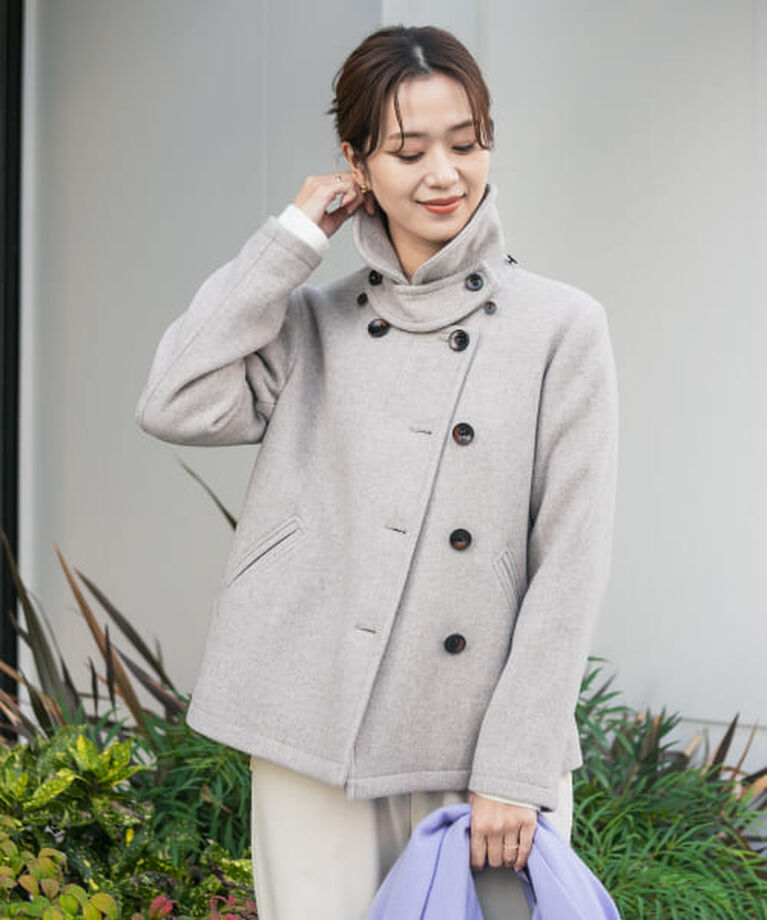 URBAN RESEARCH DOORS「DOORS ショールカラー2WAYショートコート」|ノーカラーコート|