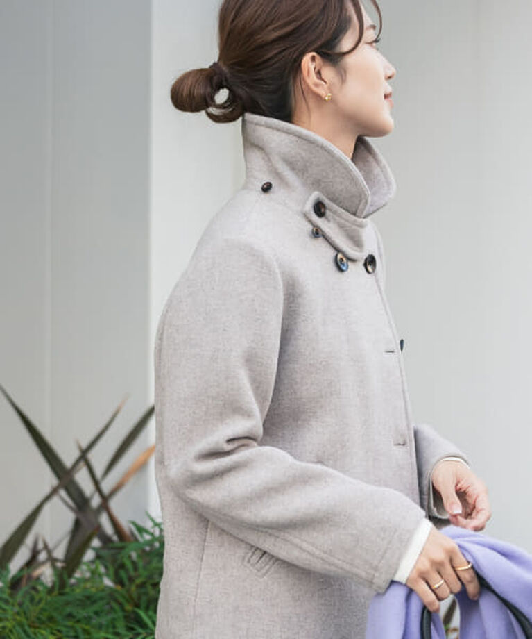 URBAN RESEARCH DOORS「DOORS ショールカラー2WAYショートコート」|ノーカラーコート|