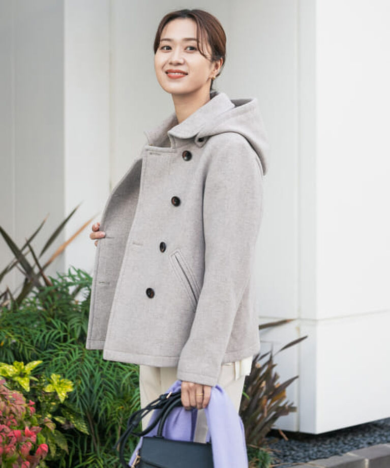 URBAN RESEARCH DOORS「DOORS ショールカラー2WAYショートコート」|ノーカラーコート|