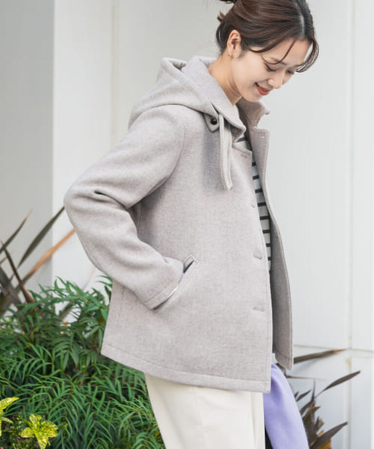 URBAN RESEARCH DOORS「DOORS ショールカラー2WAYショートコート」|ノーカラーコート|