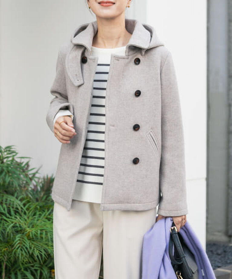 URBAN RESEARCH DOORS「DOORS ショールカラー2WAYショートコート」|ノーカラーコート|
