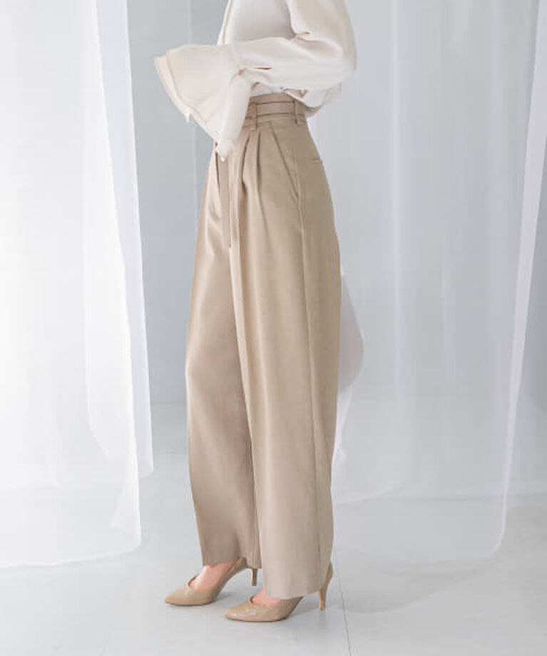 URBAN RESEARCH ROSSO「ROSSO 防シワツイードライクハイウエストパンツ」|その他|BEIGE
