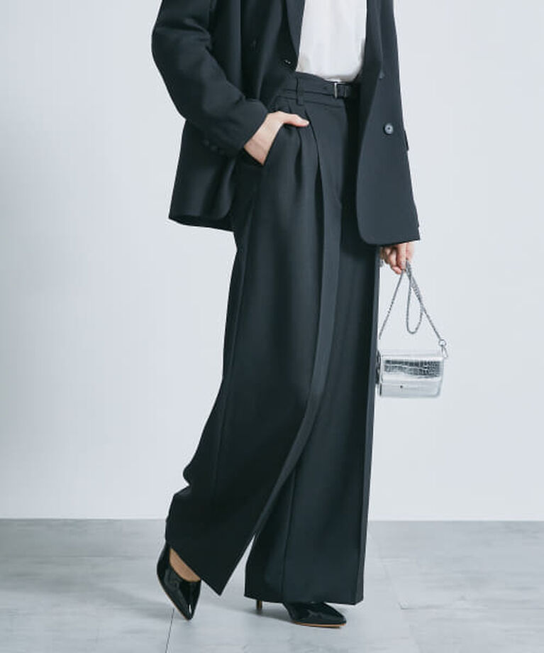 URBAN RESEARCH ROSSO「ROSSO 防シワツイードライクハイウエストパンツ」|その他|BLACK