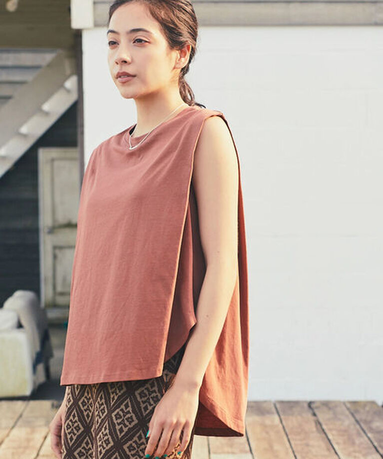 earth music&ecology「袖奥タックカットプルオーバー」|Tシャツ・カットソー|ブリックレッド