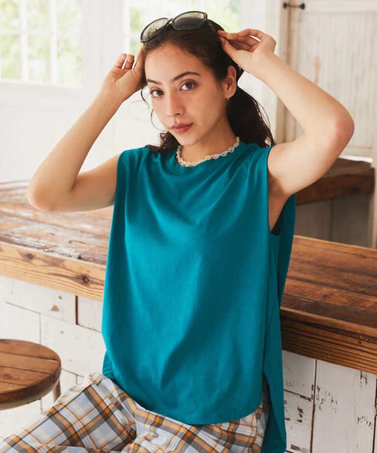 earth music&ecology「袖奥タックカットプルオーバー」|Tシャツ・カットソー|ダークグリーン