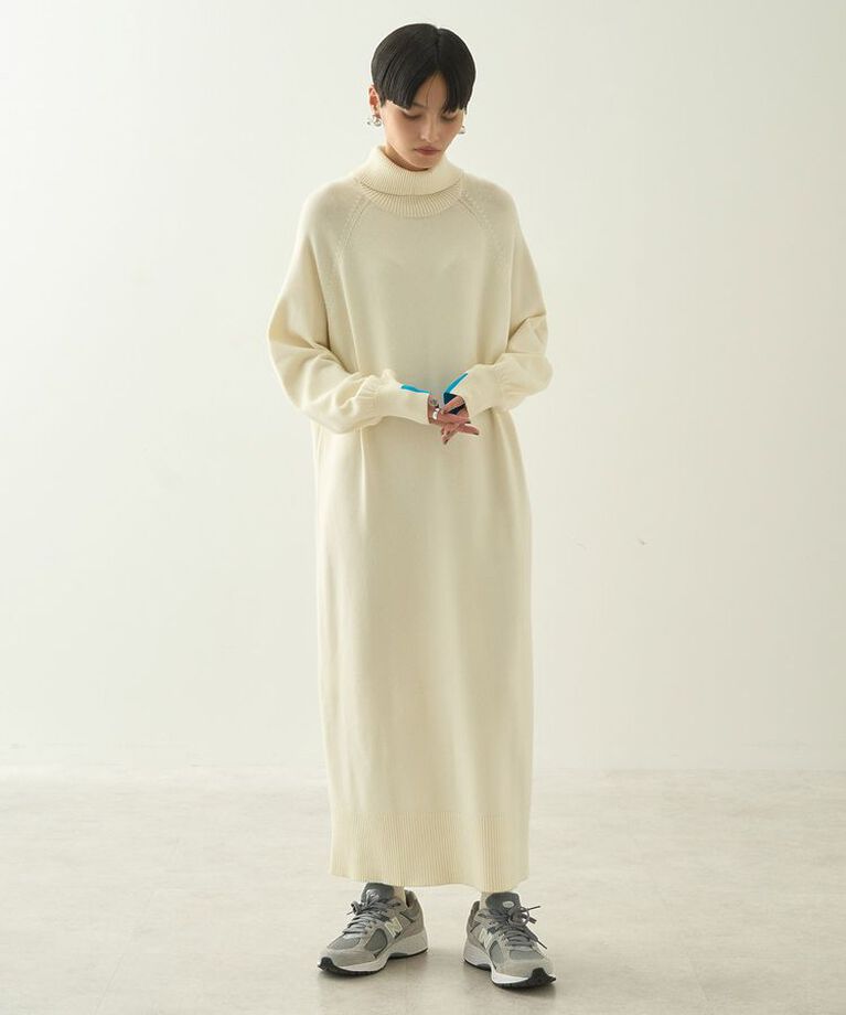 AMERICAN HOLIC「バイパチバイカラーモックネックニットワンピース」|ワンピース|Ivory