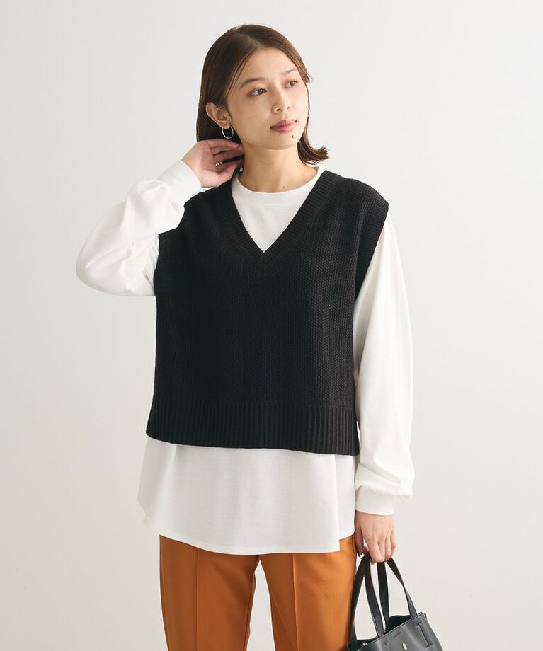 Green Parks「SET2点 ニットベスト+ロンTEE」|Tシャツ・カットソー|ブラック