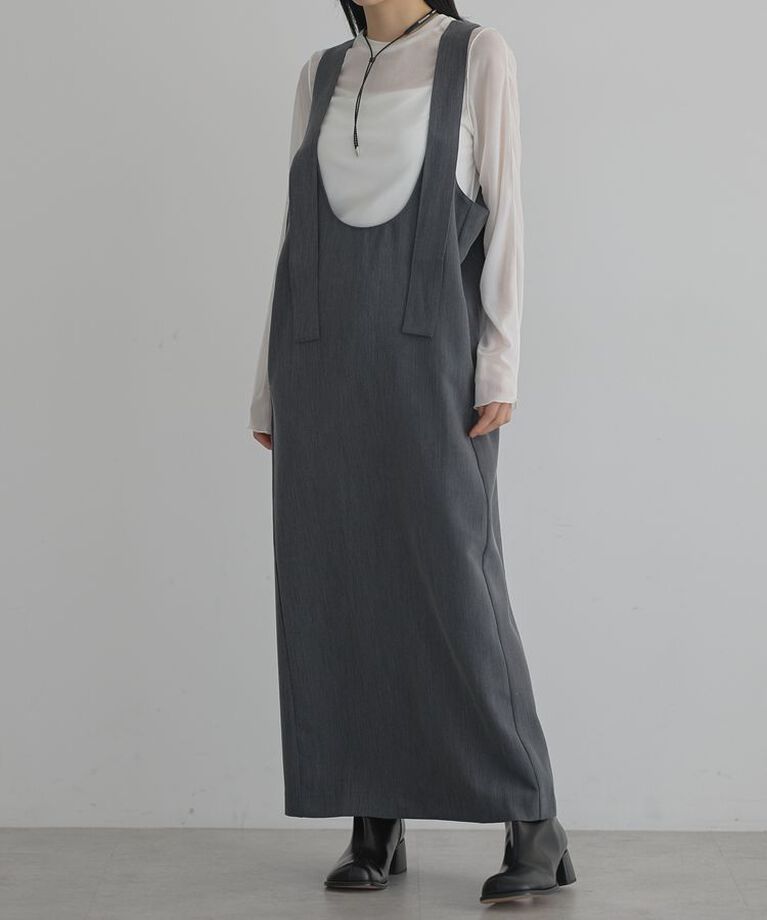 GARAGE OF GOOD CLOTHING「Uネックジャンパースカート<グレー>」|ジャンパースカート|グレー