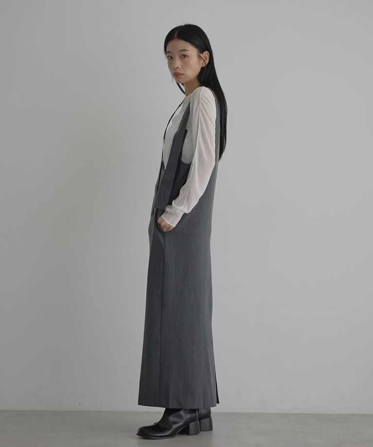 GARAGE OF GOOD CLOTHING「Uネックジャンパースカート<グレー>」|ジャンパースカート|