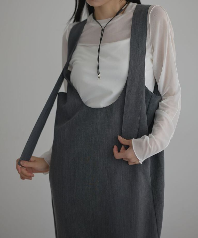 GARAGE OF GOOD CLOTHING「Uネックジャンパースカート<グレー>」|ジャンパースカート|