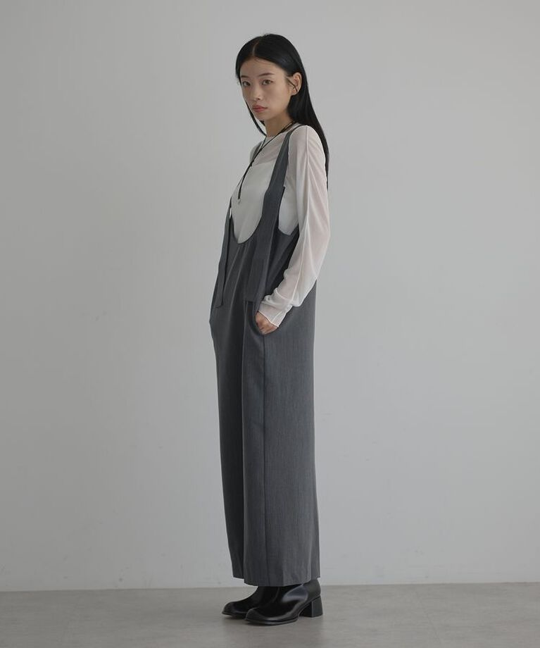 GARAGE OF GOOD CLOTHING「Uネックジャンパースカート<グレー>」|ジャンパースカート|