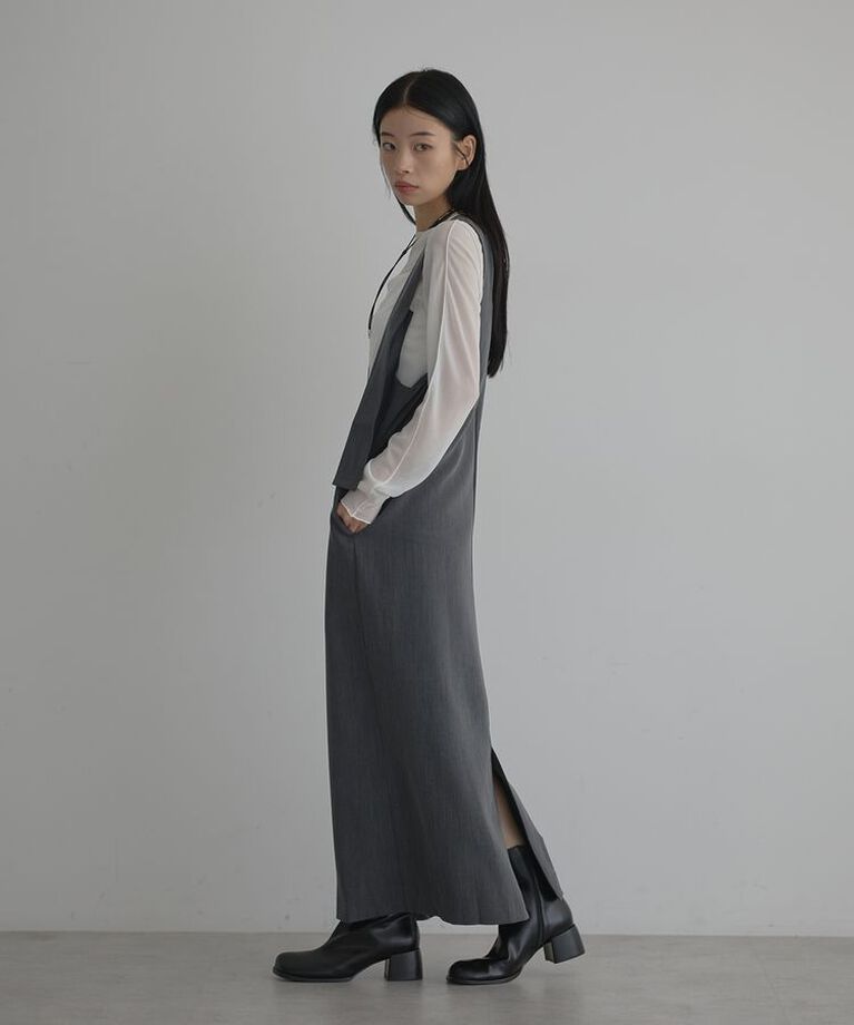 GARAGE OF GOOD CLOTHING「Uネックジャンパースカート<グレー>」|ジャンパースカート|