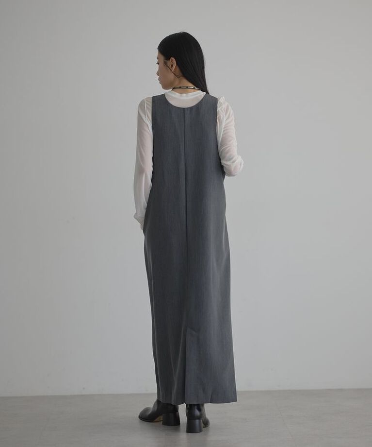 GARAGE OF GOOD CLOTHING「Uネックジャンパースカート<グレー>」|ジャンパースカート|