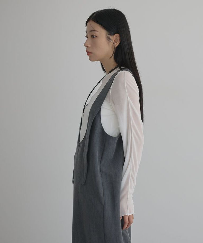 GARAGE OF GOOD CLOTHING「Uネックジャンパースカート<グレー>」|ジャンパースカート|