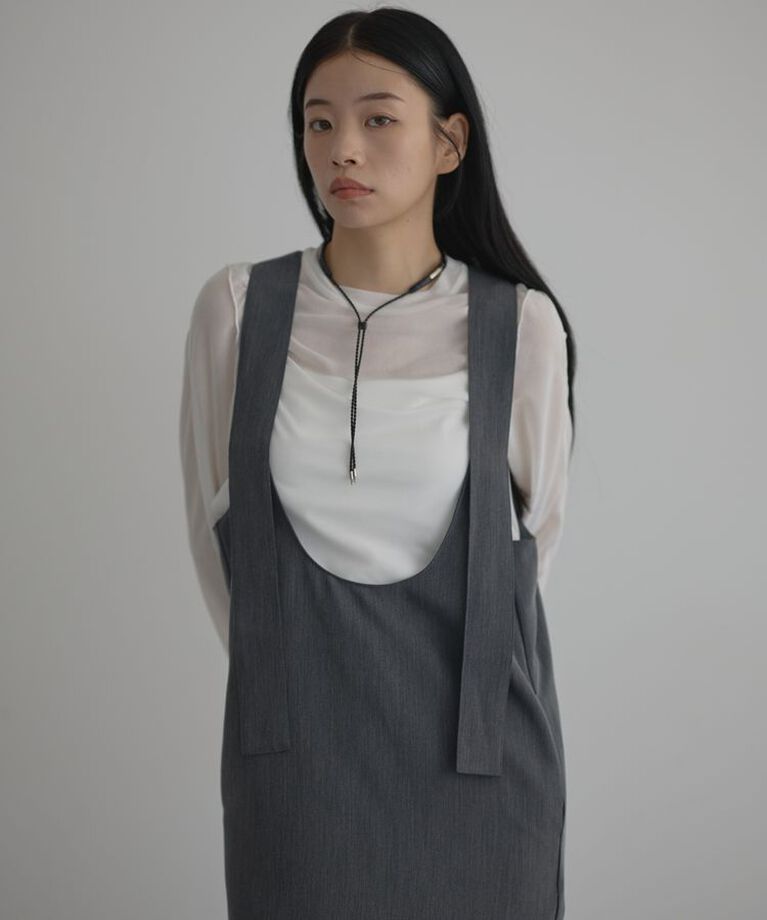 GARAGE OF GOOD CLOTHING「Uネックジャンパースカート<グレー>」|ジャンパースカート|