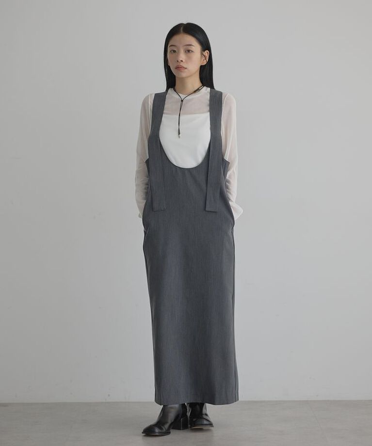 GARAGE OF GOOD CLOTHING「Uネックジャンパースカート<グレー>」|ジャンパースカート|