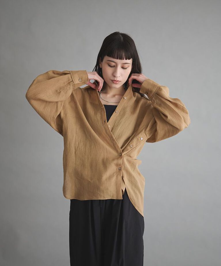 GARAGE OF GOOD CLOTHING「リネン2WAYサイド釦シャツ」|シャツ・ブラウス|Beige