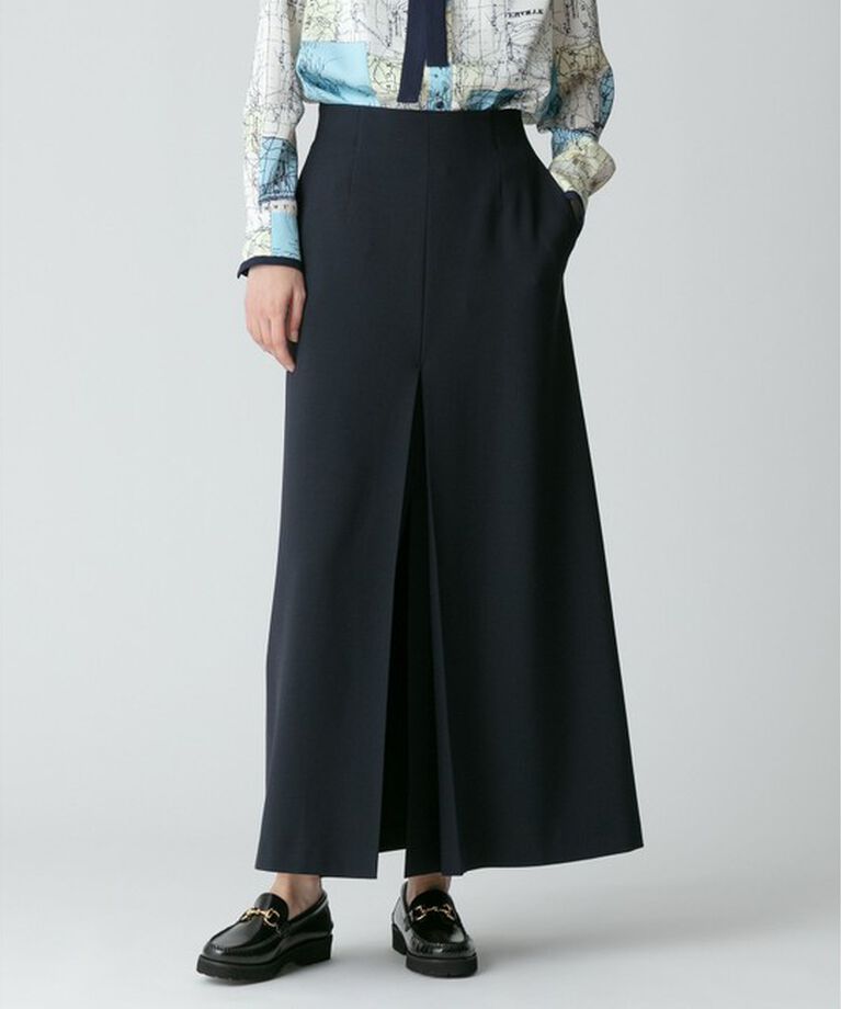 allureville「【セットアップ対応可能】ギャバダブルスリットスカート」|スカート|ネイビー