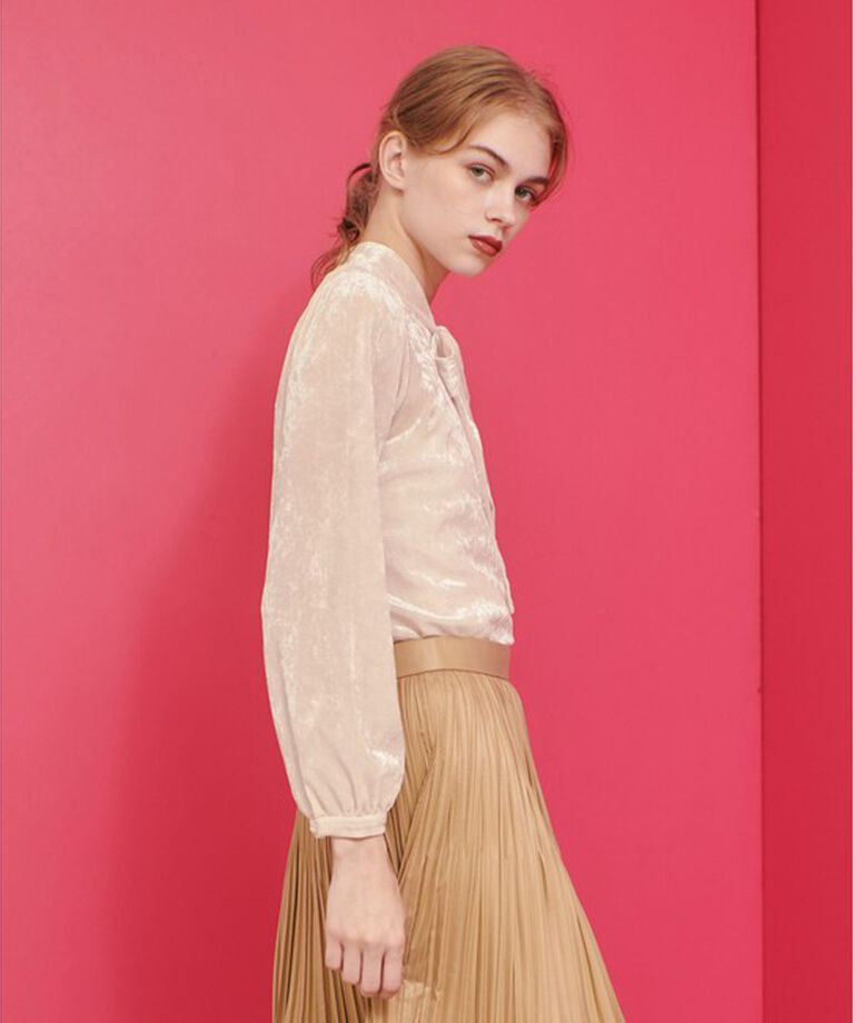 LOULOU WILLOUGHBY「【LOULOU WILLOUGHBY】シアーベロアリボンプルオーバー」|Tシャツ・カットソー|