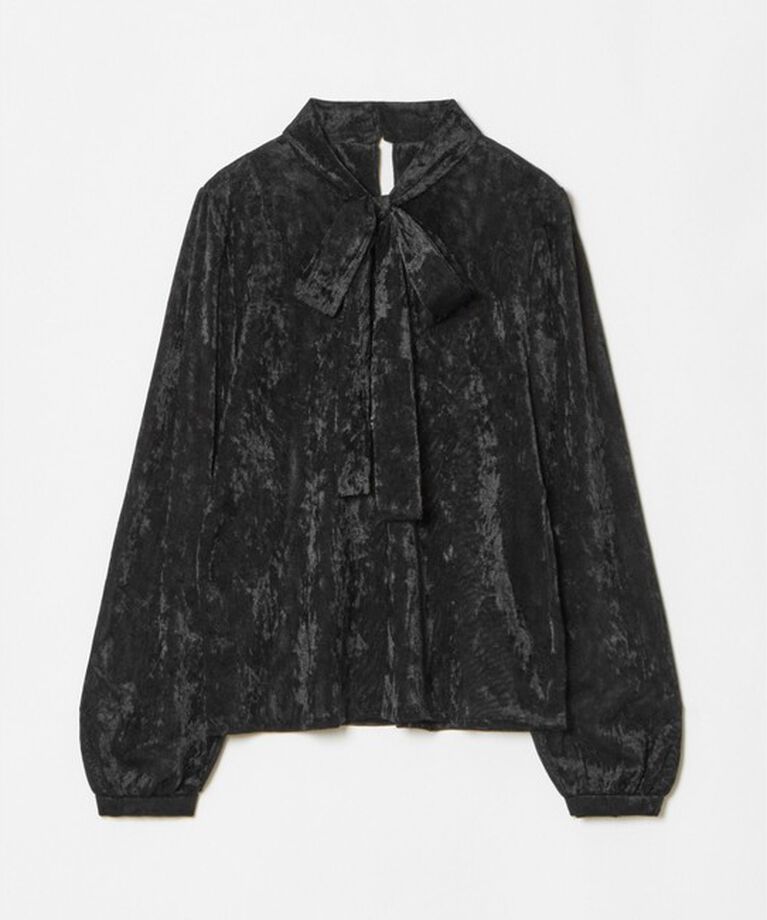 LOULOU WILLOUGHBY「【LOULOU WILLOUGHBY】シアーベロアリボンプルオーバー」|Tシャツ・カットソー|