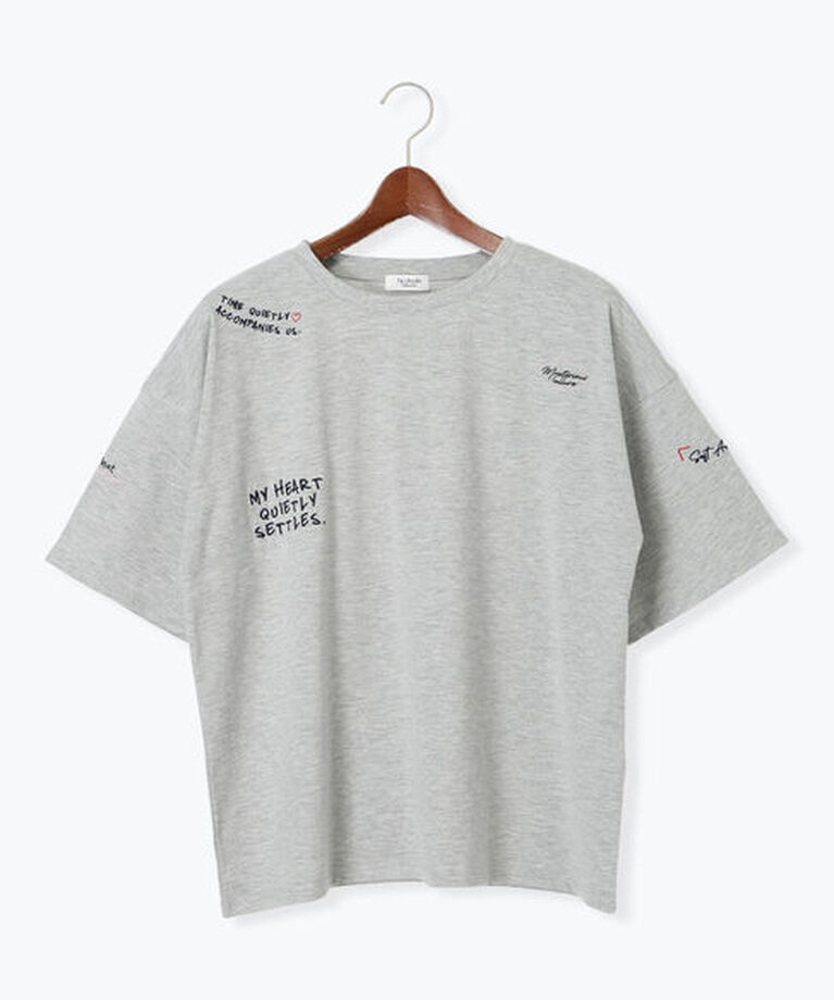 Te chichi TERRASSE「ランダム刺繍ロゴTシャツ」|Tシャツ・カットソー|グレー