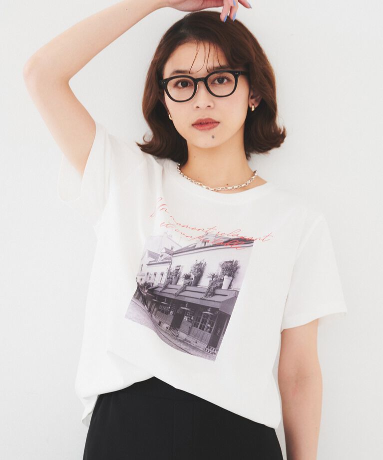 UNTITLED「【洗える/ロゴ】プリントジャージTシャツ」|Tシャツ・カットソー|オフホワイト(603