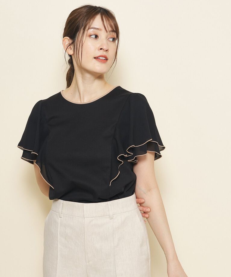 COUP DE CHANCE「【洗える】フリル袖プルオーバージャージ」|Tシャツ・カットソー|