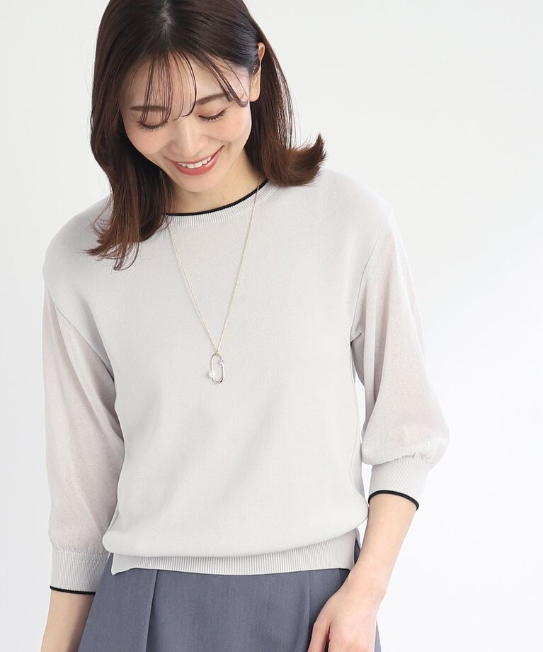 Reflect「【SALE／人気ニット！WEB限定カラーあり／洗える】バックボタンディティールニット」|ニット・セーター|ﾗｲﾄｸﾞﾚｰ(011)