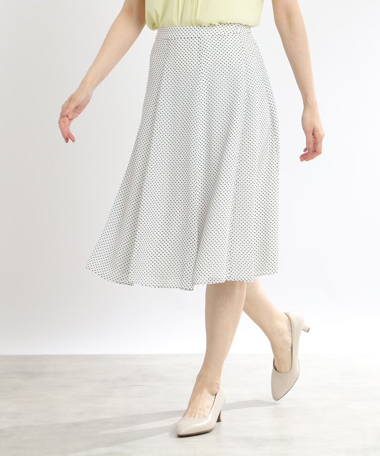 Reflect「【SALE／人気急上昇♪マシンウォッシュ可／セットアップ可能】ドットプリントフレアスカート」|スカート|