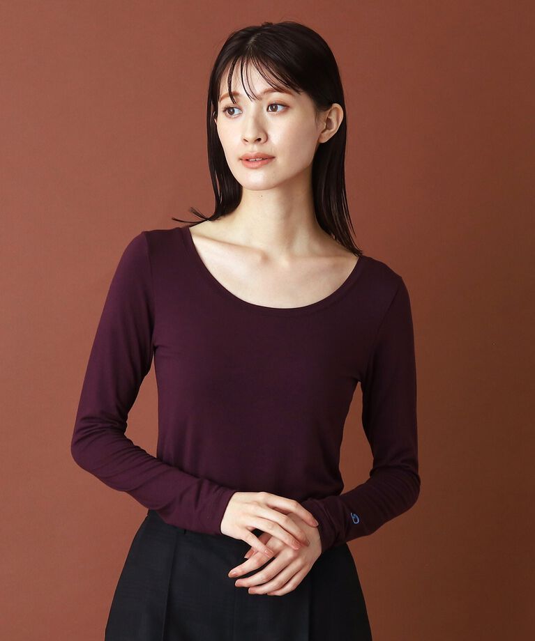 DRESSTERIOR「ウォームストレッチクルーネック」|Tシャツ・カットソー|パープル(084)