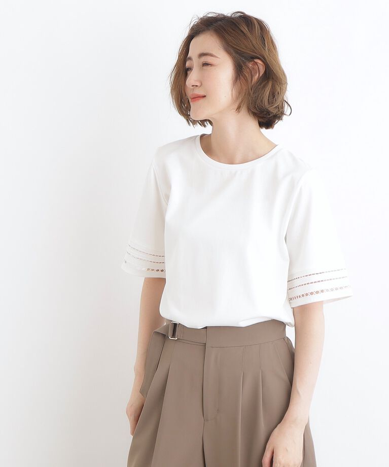 grove「【洗える・接触冷感・UV】袖刺繍デザインTシャツ」|Tシャツ・カットソー|
