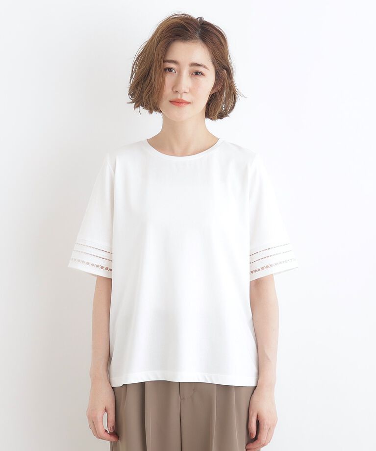 grove「【洗える・接触冷感・UV】袖刺繍デザインTシャツ」|Tシャツ・カットソー|