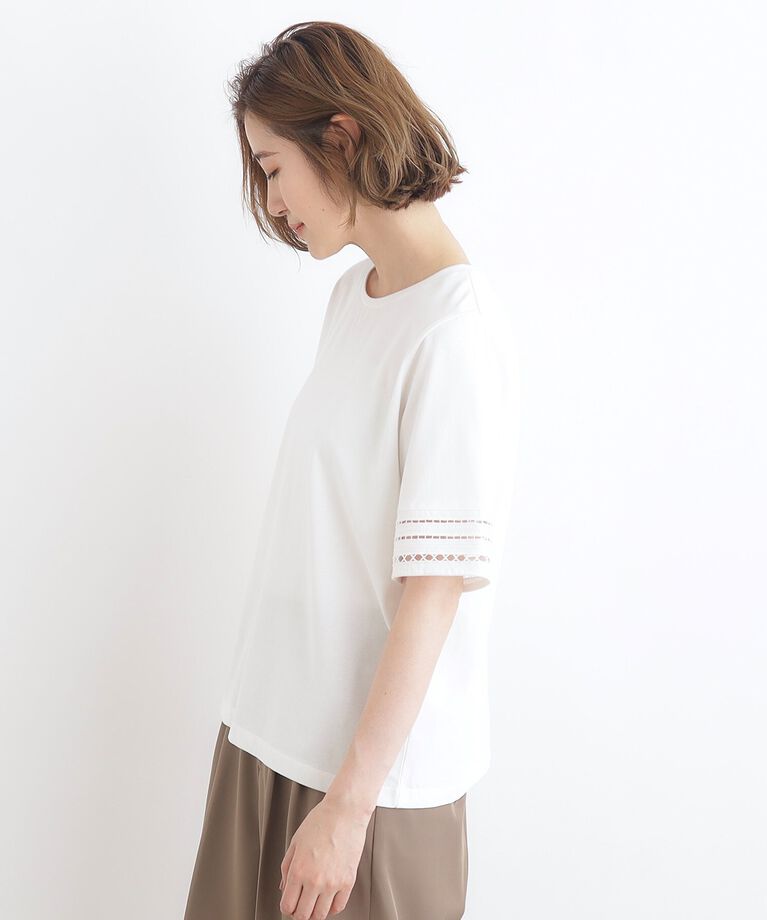 grove「【洗える・接触冷感・UV】袖刺繍デザインTシャツ」|Tシャツ・カットソー|