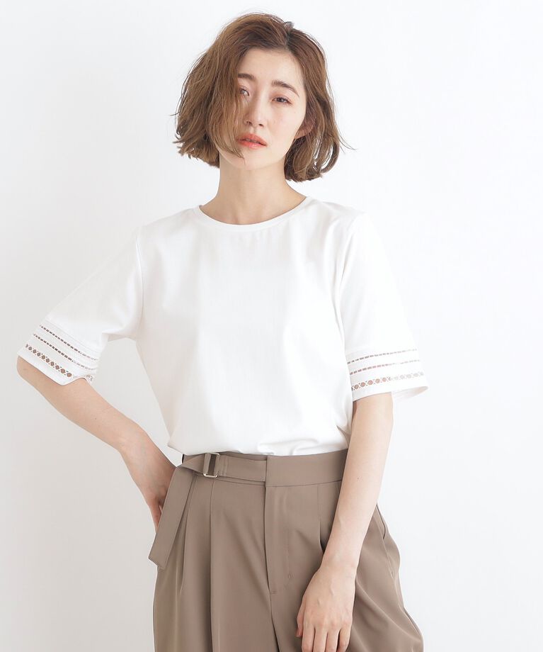 grove「【洗える・接触冷感・UV】袖刺繍デザインTシャツ」|Tシャツ・カットソー|