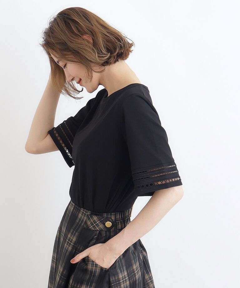 grove「【洗える・接触冷感・UV】袖刺繍デザインTシャツ」|Tシャツ・カットソー|