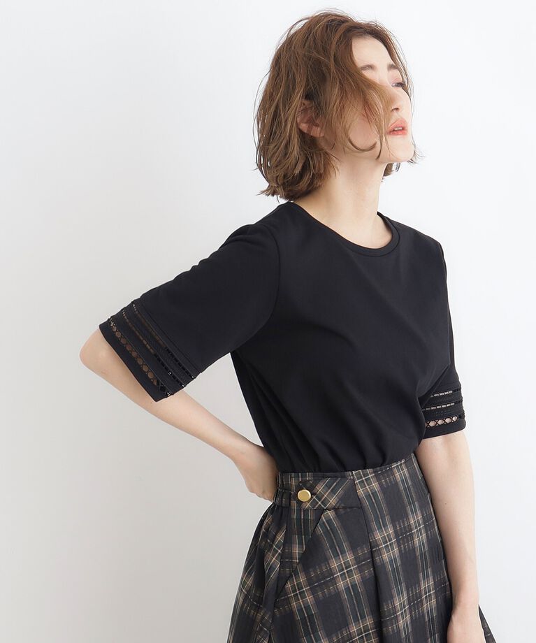 grove「【洗える・接触冷感・UV】袖刺繍デザインTシャツ」|Tシャツ・カットソー|