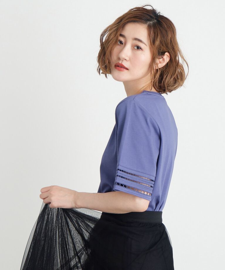 grove「【洗える・接触冷感・UV】袖刺繍デザインTシャツ」|Tシャツ・カットソー|