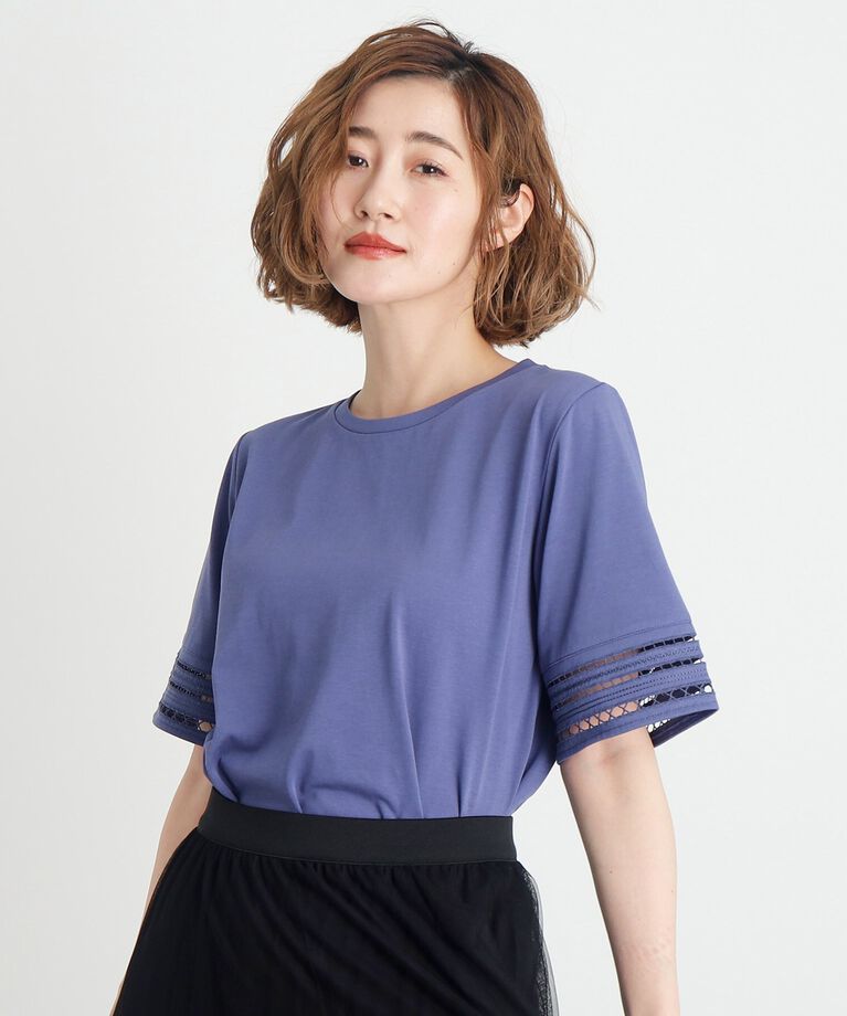 grove「【洗える・接触冷感・UV】袖刺繍デザインTシャツ」|Tシャツ・カットソー|ﾌﾞﾙｰ(093)