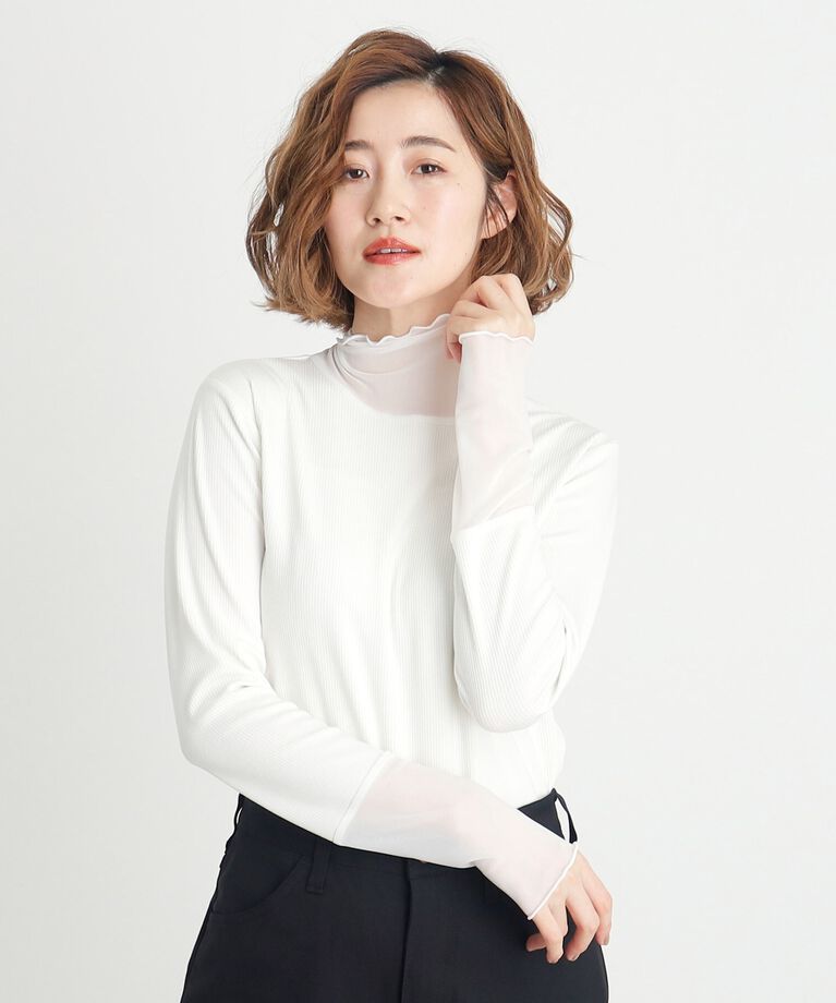 grove「シアー切替ハイネックプルオーバー」|Tシャツ・カットソー|オフホワイト(003