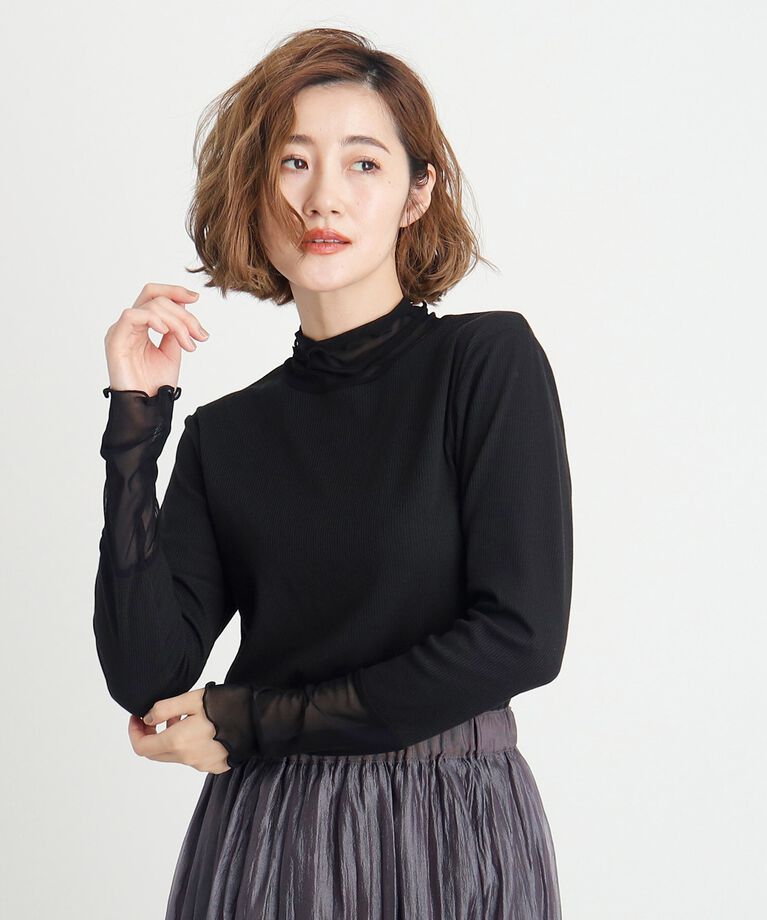 grove「シアー切替ハイネックプルオーバー」|Tシャツ・カットソー|