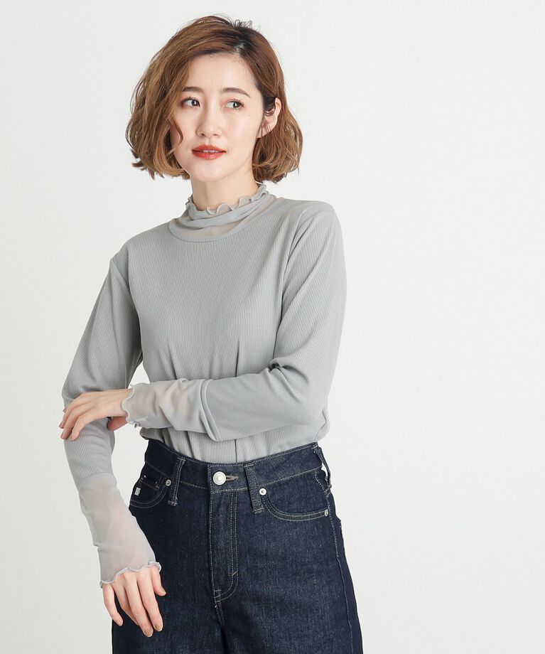 grove「シアー切替ハイネックプルオーバー」|Tシャツ・カットソー|
